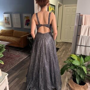 Elegant Silver Evening Gown